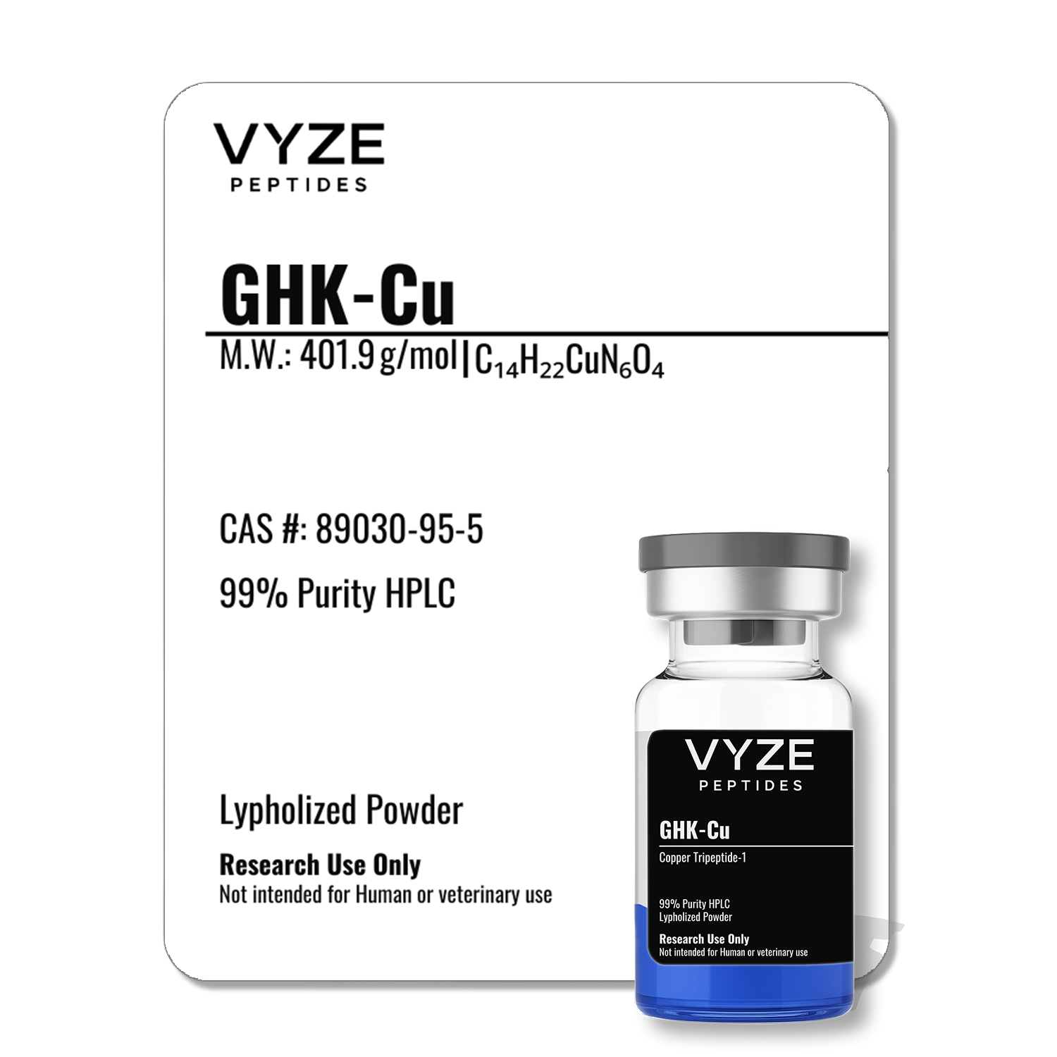 Copper Tripeptide-1 (GHK-Cu) - 99.2% purity research peptide with Certificate of Analysis