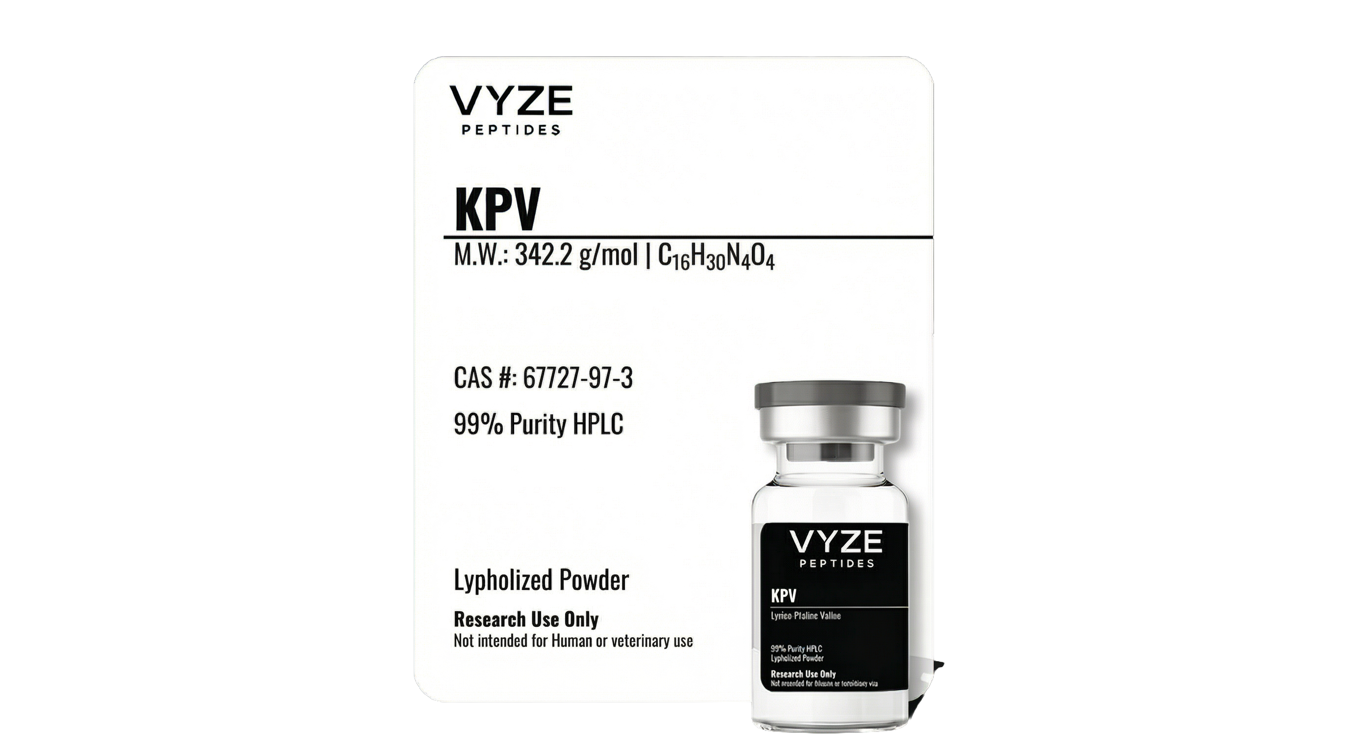 KPV - 99.2% purity research peptide with Certificate of Analysis