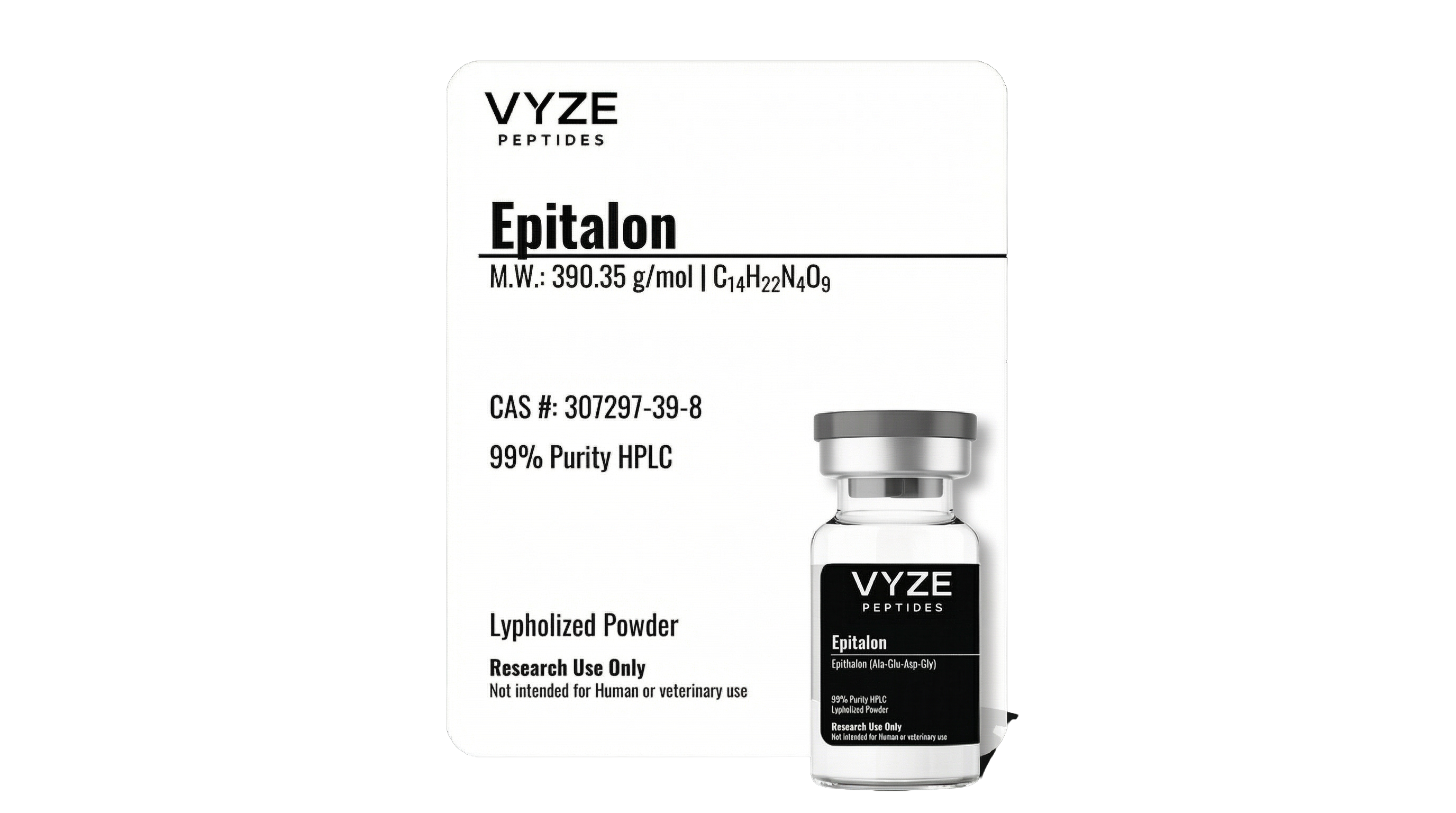 Epitalon - 99.3% purity research peptide with Certificate of Analysis